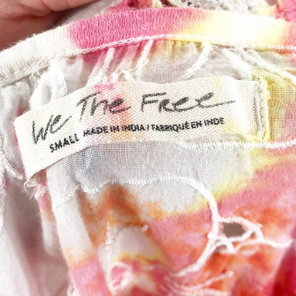 We the Free People Small Top Handmade Tie Dye‎ Daffodil Darling Yellow Pink 410